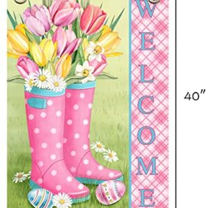 Hello Spring Flag,Spring Garden Flag Double Sided Welcome Burlap Seasonal House and Bird Summer House Flags 28x40 Inch Summer Garden Flag Outdoor Decor for Homes,Gardens,Patio or Lawn with 2 Grommets