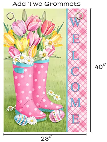 Hello Spring Flag,Spring Garden Flag Double Sided Welcome Burlap Seasonal House and Bird Summer House Flags 28x40 Inch Summer Garden Flag Outdoor Decor for Homes,Gardens,Patio or Lawn with 2 Grommets