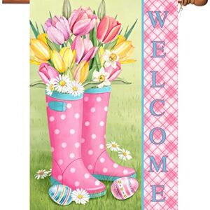 Hello Spring Flag,Spring Garden Flag Double Sided Welcome Burlap Seasonal House and Bird Summer House Flags 28x40 Inch Summer Garden Flag Outdoor Decor for Homes,Gardens,Patio or Lawn with 2 Grommets