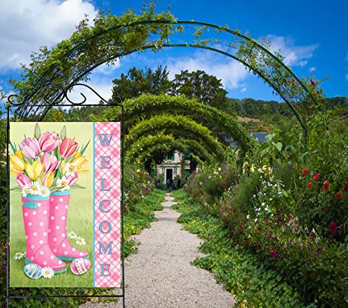 Hello Spring Flag,Spring Garden Flag Double Sided Welcome Burlap Seasonal House and Bird Summer House Flags 28x40 Inch Summer Garden Flag Outdoor Decor for Homes,Gardens,Patio or Lawn with 2 Grommets