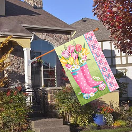 Hello Spring Flag,Spring Garden Flag Double Sided Welcome Burlap Seasonal House and Bird Summer House Flags 28x40 Inch Summer Garden Flag Outdoor Decor for Homes,Gardens,Patio or Lawn with 2 Grommets