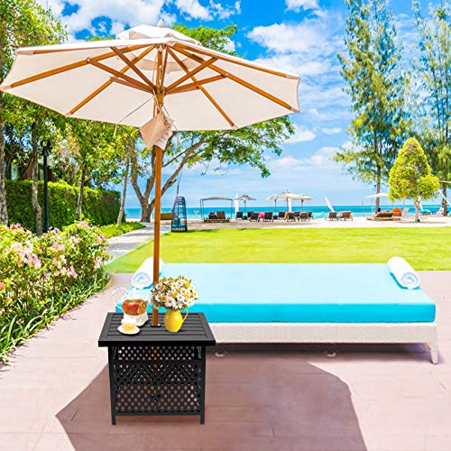 Oakcloud UV-Protected Outdoor Patio Bistro Table Side Table with 1.57" Umbrella Hole,for Garden,Pool,Deck