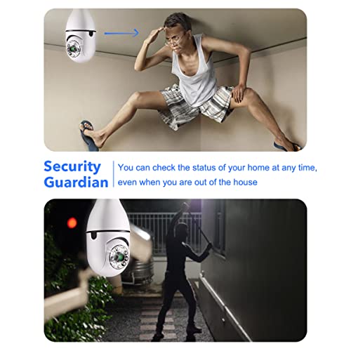 Light Bulb Security Camera, 1080P 2.4G&5G WiFi Security Camera, 355° Motion Detection Night Vision Light Socket Security Camera Works with Alexa&Google Assistant (2Pack 2.4G&5G with 64GB SD Card)