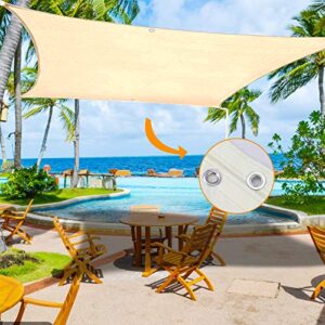 sun shade sail with waterproof pu coating 95% uv blockage water & air permeable 6×6 ft outdoor rectangle canopy with side keyhole design suitable for patio backyard lawn garden outdoor activities
