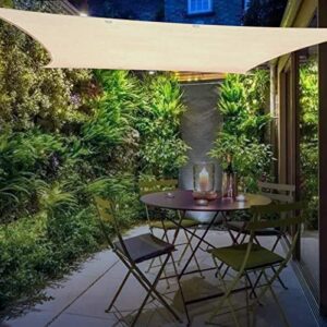 Sun Shade Sail with Waterproof PU Coating 95% UV Blockage Water & Air Permeable 6x6 Ft Outdoor Rectangle Canopy with Side Keyhole Design Suitable for Patio Backyard Lawn Garden Outdoor Activities