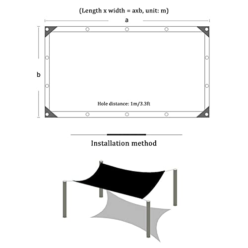 kufu01 85% UV Resistant Anti-Aging White Sunblock Shade Cloth,Water and Air Permeable Mesh Tarp,Shade Netting with Grommets,Rope,Sun Shade Sail for Roof Courtyard Garden Fence (1x2m/3.3x6.6ft)