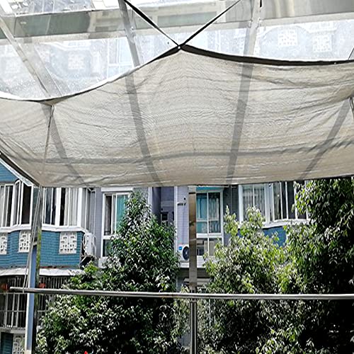 kufu01 85% UV Resistant Anti-Aging White Sunblock Shade Cloth,Water and Air Permeable Mesh Tarp,Shade Netting with Grommets,Rope,Sun Shade Sail for Roof Courtyard Garden Fence (1x2m/3.3x6.6ft)