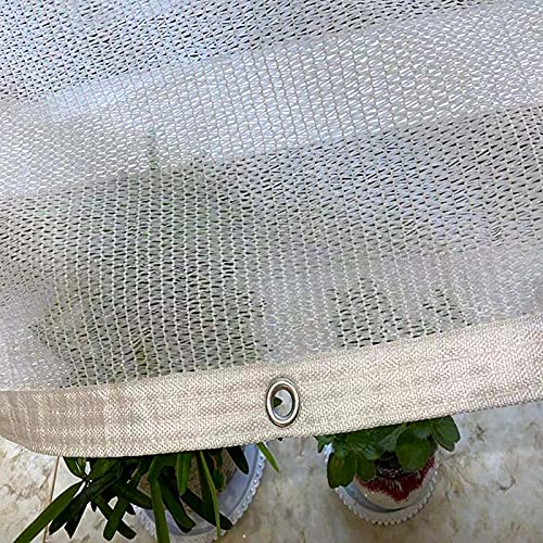 kufu01 85% UV Resistant Anti-Aging White Sunblock Shade Cloth,Water and Air Permeable Mesh Tarp,Shade Netting with Grommets,Rope,Sun Shade Sail for Roof Courtyard Garden Fence (1x2m/3.3x6.6ft)