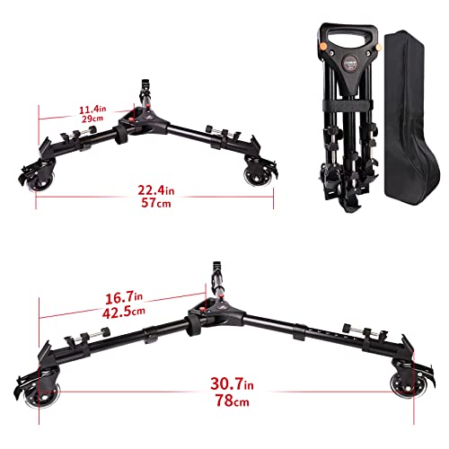 COMAN Professional Tripod Dolly - Heavy Duty with Adjustable Leg Mount with 3-inch Wheel and Carrying Case Compatible with Most Tripods Perfect for Cameras Camcorder and Lighting Equipment
