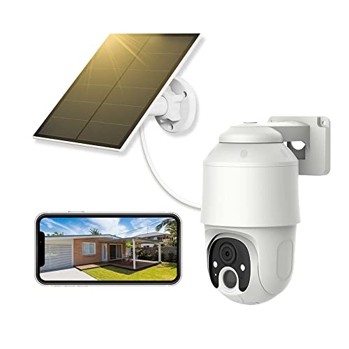 HOSAFE.COM Security Cameras Outdoor Wireless Solar Powered, Pan Tilt Battery WiFi Cameras for Home Security, 2K Color Night Vision, 2 Way Talk, PIR Human Motion Detection & Phone Alerts