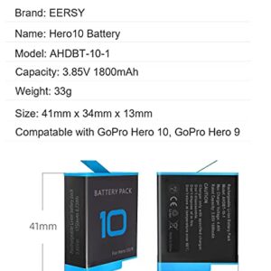 2 Pack Batteries fit for GoPro Hero 10, GoPro Hero 9 Black, 3-Channel Battery Charger Station for Hero 10/ Hero 9