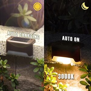 GIGALUMI Solar Deck Lights Outdoor, 16 Pack Solar Step Lights Waterproof Led Solar Lights for Outdoor Stairs, Step, Fence, Railing, Yard and Patio (Warm White)