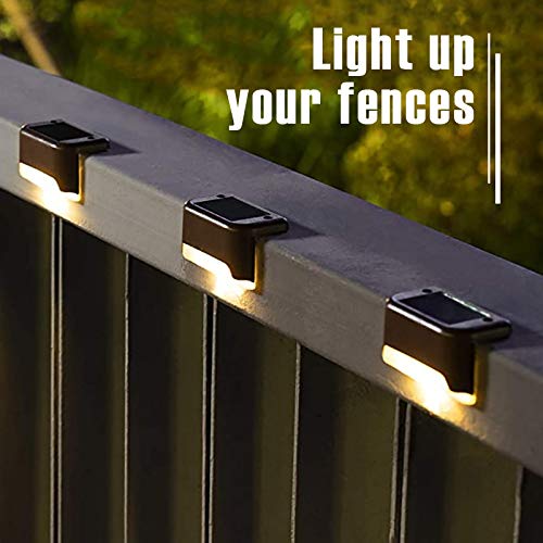 GIGALUMI Solar Deck Lights Outdoor, 16 Pack Solar Step Lights Waterproof Led Solar Lights for Outdoor Stairs, Step, Fence, Railing, Yard and Patio (Warm White)