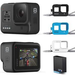 GoPro HERO8 Black + Lanyard + Extra Battery - E-Commerce Packaging - Waterproof Digital Action Camera with Touch Screen 4K HD Video 12MP Photos Live Streaming Stabilization