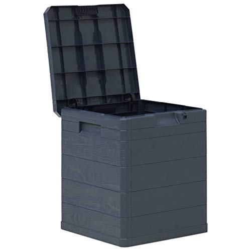 INLIFE Garden Storage Deck Box,Plastic Lockable Garden Container Cabinet Toolbox for Patio, Lawn, Poolside, Backyard Outdoor Anthracite 16.7"x17.3"x19.7"(WxDxH)(23.8 Gal)