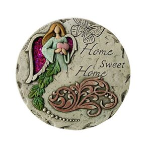 comfy hour 10″ concrete angel home sweet home garden stepping stone for outdoor garden decoration, multicolor, spring in garden collection