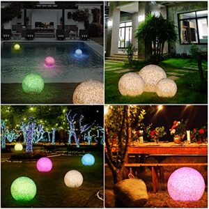 ZKI Solar Big Ball Light, Courtyard Solar Lights Decoration, High-end, Luxurious Atmosphere, Marble Pattern, Suitable for Gardens, Courtyards, Patio, Swimming Pools Side. (Diameter 7.8 INCH)