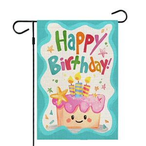 crowned beauty happy birthday garden flag 12×18 inch double sided cake blue outside welcome party decoration gift yard flag