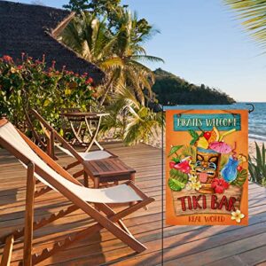 Selmad Pirates Welcome Summer Tiki Bar Hawaiian Tropical Decorative Garden Flag, Aloha Hawaii Outdoor Small Double Sided Yard Decor, Home Beach Outside Decorations 12 x 18