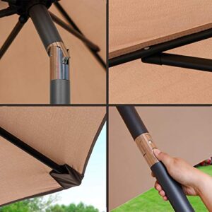 Nova Microdermabrasion 10 ft Patio Umbrella 32 LED Lighted Solar Powered Aluminum Umbrella with Tilt Adjustment and Crank Lift for Patio, Garden, Backyard, Deck, Poolside, Balcony and Beach