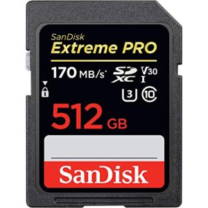 sandisk 512gb extreme pro sdxc uhs-i card – c10, u3, v30, 4k uhd, sd card – sdsdxxy-512g-gn4in