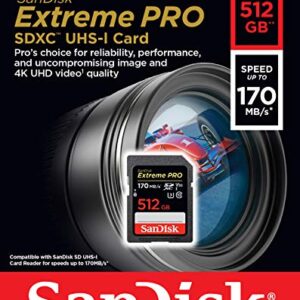 SanDisk 512GB Extreme PRO SDXC UHS-I Card - C10, U3, V30, 4K UHD, SD Card - SDSDXXY-512G-GN4IN