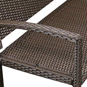 Patio Sense 63363 Miles Patio PU Wicker Steel Frame All Weather Bench Attractive Woven Design Easy Assembly Lightweight Year Round Accent Patio Porch Lawn Garden Setting - Mocha