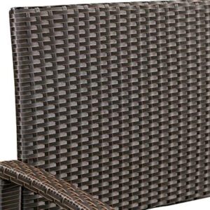 Patio Sense 63363 Miles Patio PU Wicker Steel Frame All Weather Bench Attractive Woven Design Easy Assembly Lightweight Year Round Accent Patio Porch Lawn Garden Setting - Mocha