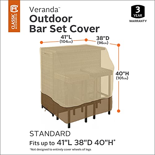 Classic Accessories Veranda Water-Resistant 41 Inch Outdoor Bar Set Cover, Patio Furniture Covers