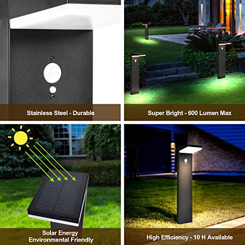 BRIMMEL Solar Light Outdoor, Super Bright 600 Lumen LED Landscape Lamp, Motion Sensor Dusk-to-Dawn Auto ON/OFF Cast Aluminum Waterproof Cordless Garden Light for Pathway Driveway 20", 3000k Warm White