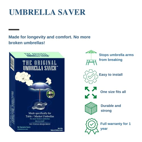 The Ultimate Umbrella Saver for Patio Umbrella, Garden, Table, and Market Umbrellas - Stop Your Umbrella Arms from Breaking - No More Broken Outdoor Umbrellas Due To Strong Winds