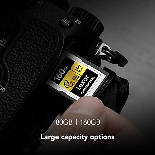 Lexar Professional 80GB CFexpress Type A Gold Series Memory Card, Up to 900MB/s Read, Cinema-Quality 8K Video, Rated VPG 400 (LCAGOLD080G-RNENG)