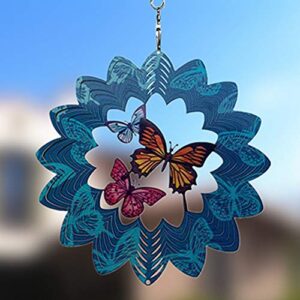 stainless steel butterfly wind spinner-kinetic metal 3d indoor outdoor garden decoration crafts ornaments gifts.