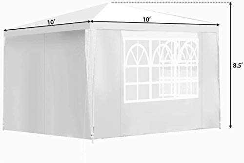 LUARANE 10’ x 10’ Canopy Gazebo, Outdoor Patio Pavilion Screen Shelter Pop Up Shelter with 4 Removable Sidewalls and Clear Windows, Wedding Party Event Tent for Garden, Lawn