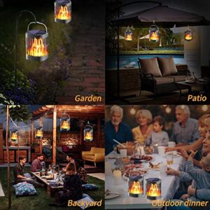 Ollivage Solar Lantern Lights Dancing Flame Outdoor Hanging Lantern Lights Solar Powered and Landscape Decoration Lights Dusk to Dawn for Halloween Christmas, 4 Pack