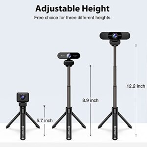 Webcam Tripod, EMEET Professional Webcam Mini Tripod, Portable & Lightweight, Adjustable Height from 5.7-12.2 in, Stable Use, Universal Compatible for Most Webcams/Phones/GoPros/Mirrorless Cameras