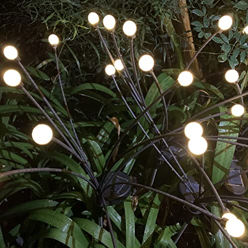 THOOKE Firefly Lights Solar Outdoor, 4 Pack 10LED Vibrant Solar Powered Outdoor Garden Waterproof Patio Lights for Yard/Outside, Swaying Landscape Path Lights for Pathway Decorations