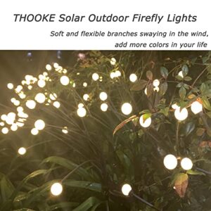 THOOKE Firefly Lights Solar Outdoor, 4 Pack 10LED Vibrant Solar Powered Outdoor Garden Waterproof Patio Lights for Yard/Outside, Swaying Landscape Path Lights for Pathway Decorations