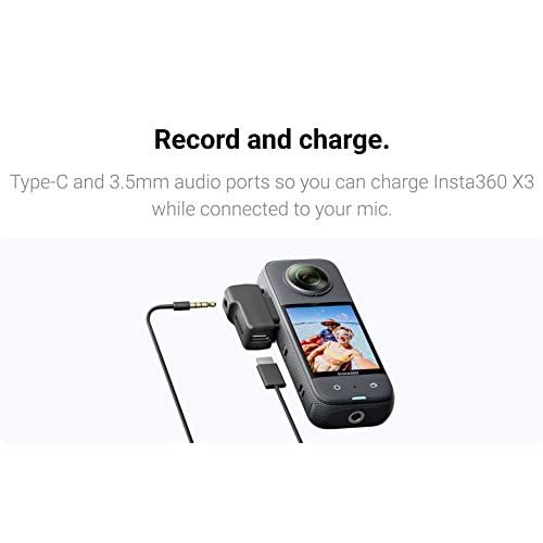 insta360 X3 Mic Adapter, External Microphone Adapter Camera,Type-C and 3.5mm Audio Ports Support Charging While Recording Black