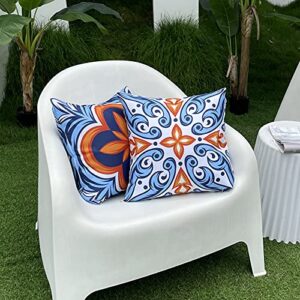 Hckot Outdoor Waterproof Throw Pillow Covers for Patio Furniture Set of 4 Floral Printed Boho Decorative Farmhouse Pillow Covers for Couch Garden Tent Balcony 18x18 inch