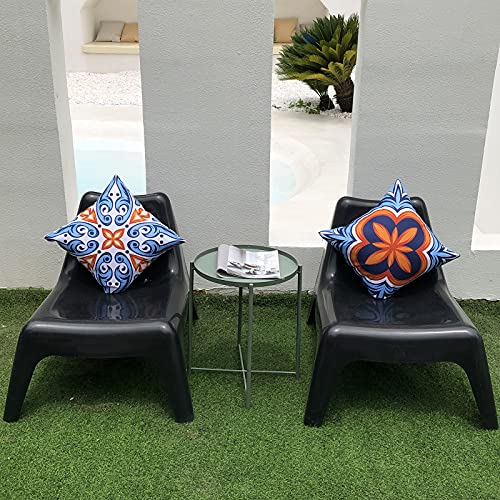 Hckot Outdoor Waterproof Throw Pillow Covers for Patio Furniture Set of 4 Floral Printed Boho Decorative Farmhouse Pillow Covers for Couch Garden Tent Balcony 18x18 inch