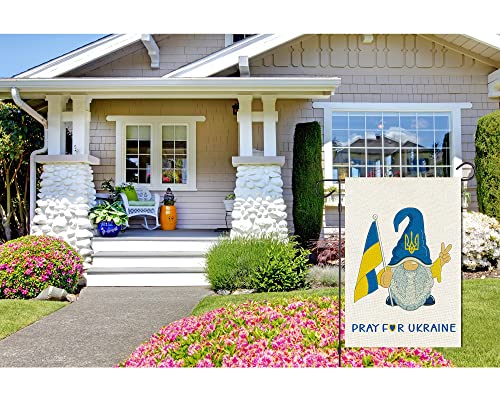 Haustalk Pray for Ukraine Garden Flags Double Sided Ukraine Gnomes Garden Flag Polyester Flag for Yard House Decor 12x18