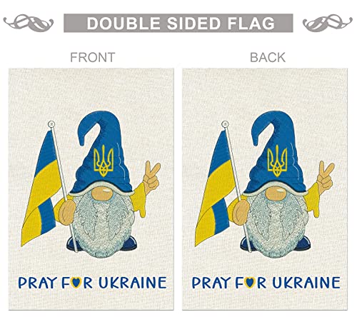 Haustalk Pray for Ukraine Garden Flags Double Sided Ukraine Gnomes Garden Flag Polyester Flag for Yard House Decor 12x18