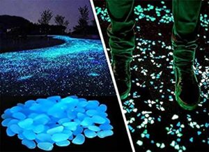 opps 100 pcs glow in the dark garden pebbles for walkways and decor in blue