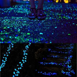 Opps 100 Pcs Glow in The Dark Garden Pebbles for Walkways and Decor in Blue