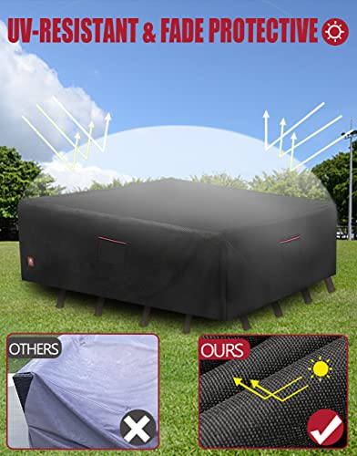 5-6 Pieces Patio Furniture Sets Covers Waterproof Outdoor,4 Seater Wicker Rattan Sectional Sofa Cover,All Weather Fadeless Patio Conversation Set Cover,4 Buckles Straps,Storage Bag,84Lx58Wx25H Inch