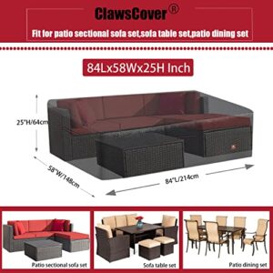 5-6 Pieces Patio Furniture Sets Covers Waterproof Outdoor,4 Seater Wicker Rattan Sectional Sofa Cover,All Weather Fadeless Patio Conversation Set Cover,4 Buckles Straps,Storage Bag,84Lx58Wx25H Inch