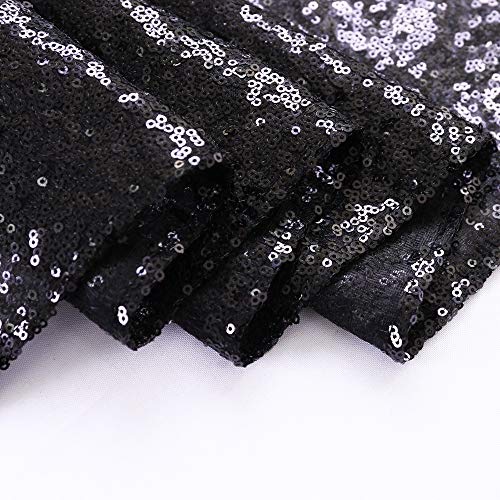 TRLYC Black Sequin Backdrop Curtain - 2 Panels 2.3x8FT Photography Backdrop Seamless Sequin Curtains