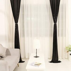 TRLYC Black Sequin Backdrop Curtain - 2 Panels 2.3x8FT Photography Backdrop Seamless Sequin Curtains