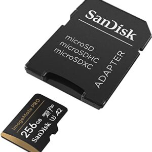 SanDisk 256GB ImageMate PRO microSDXC UHS-1 Memory Card with Adapter - C10, U3, V30, 4K UHD, A2 Micro SD Card - SDSQXBD-256G-AW6KA